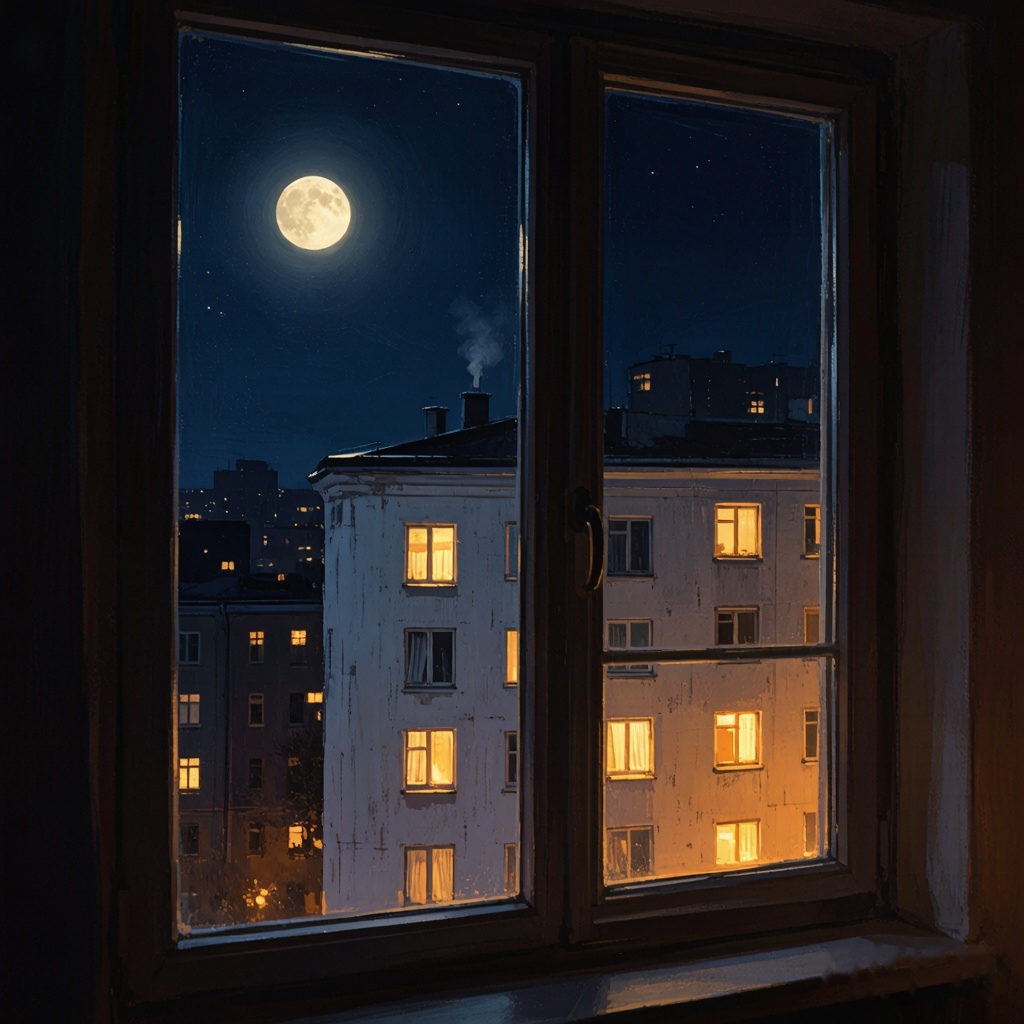 城市夜景与月光